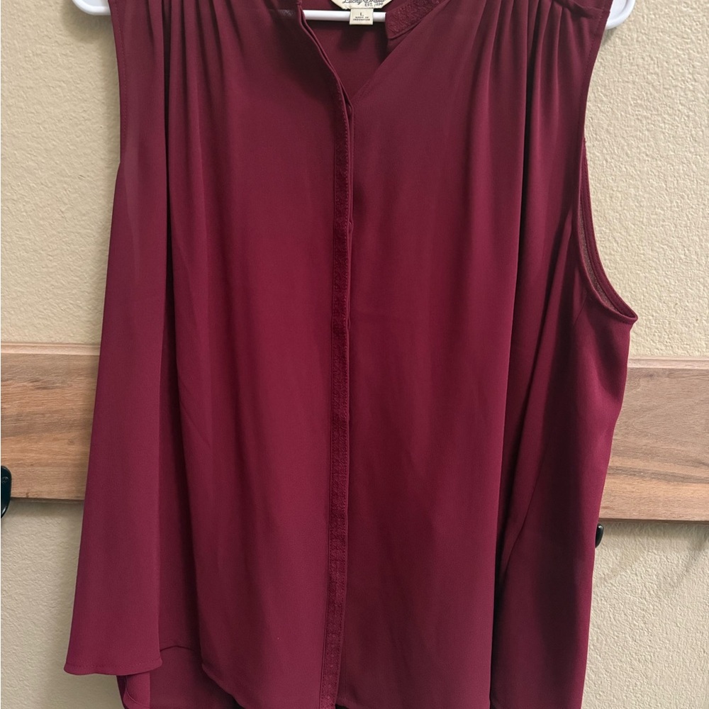 Lucky Brand Rich Burgundy Sleeveless Top